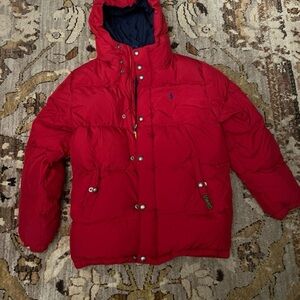 Red Puffer Jacket with Hood